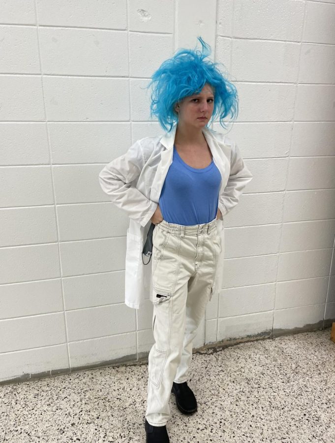 Grace Gundrum dresses up as Rick from Rick and Morty