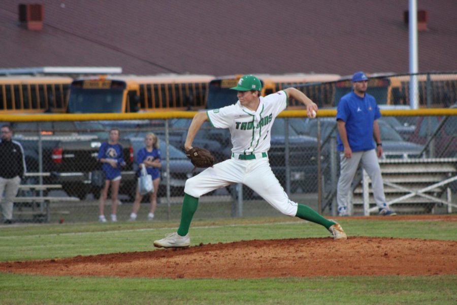 Zachery Steagall pitches for over half of the game. 