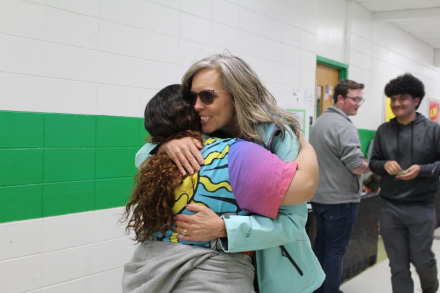 Cathie Poulin and one of her senior students enjoying a special moment.