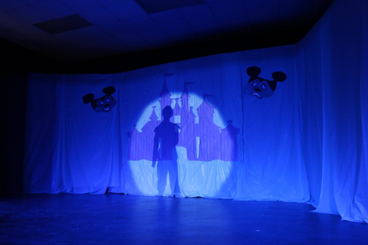 Silhouette of Tiffany Guin as she performs her solo of Santa Fe