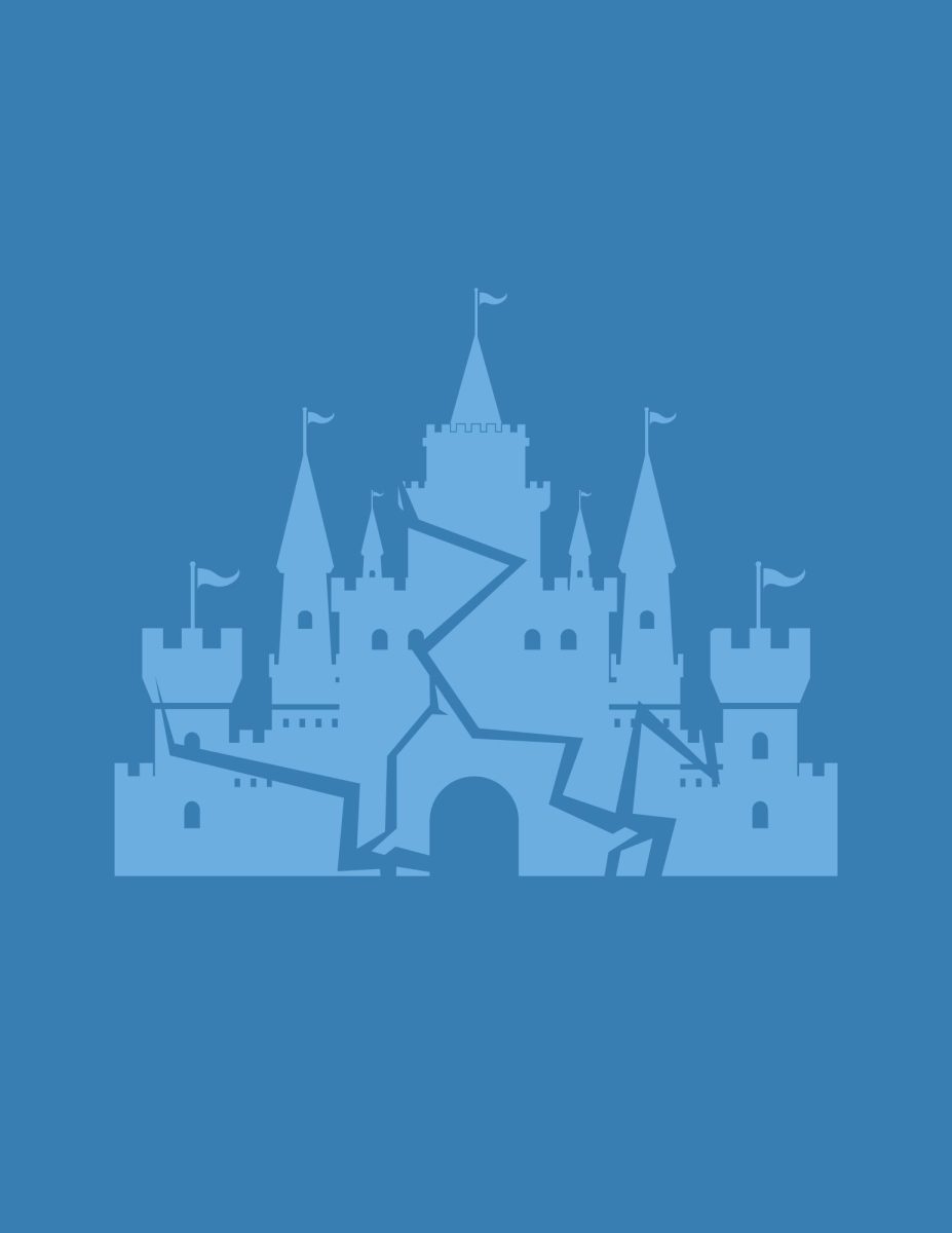 A classic fantasy castle cracking under the pressure of Disneys poor decisions.