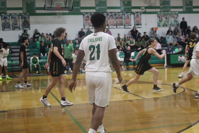 Freshman Marzell Stanly, standing in position waiting on his defender.