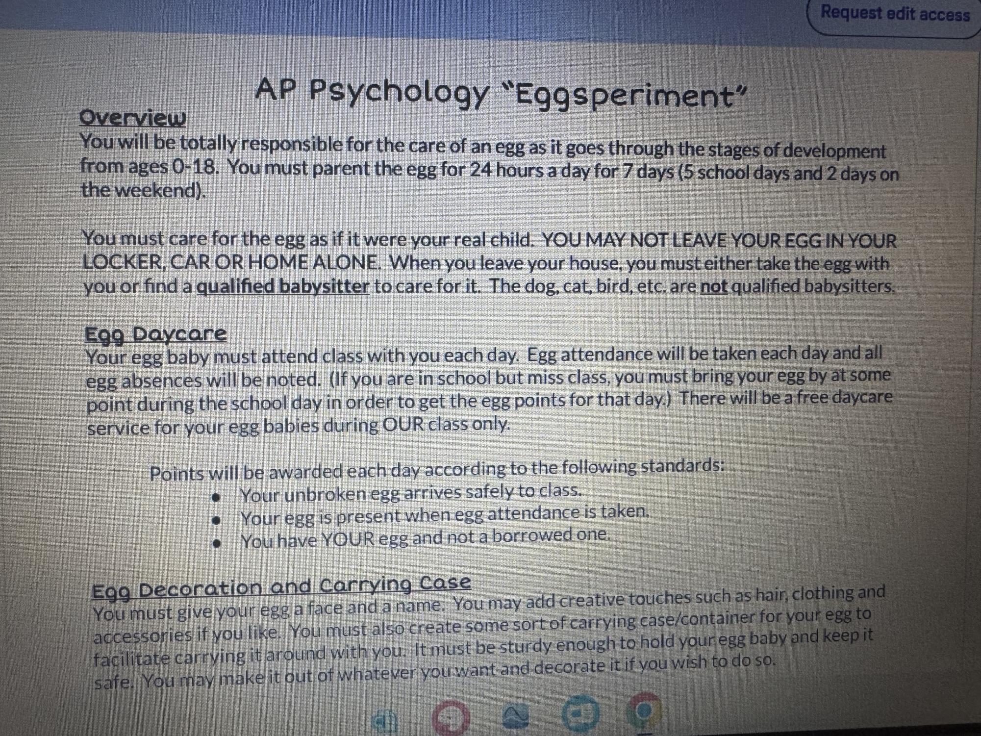 AP Psychology "Eggsperiment"