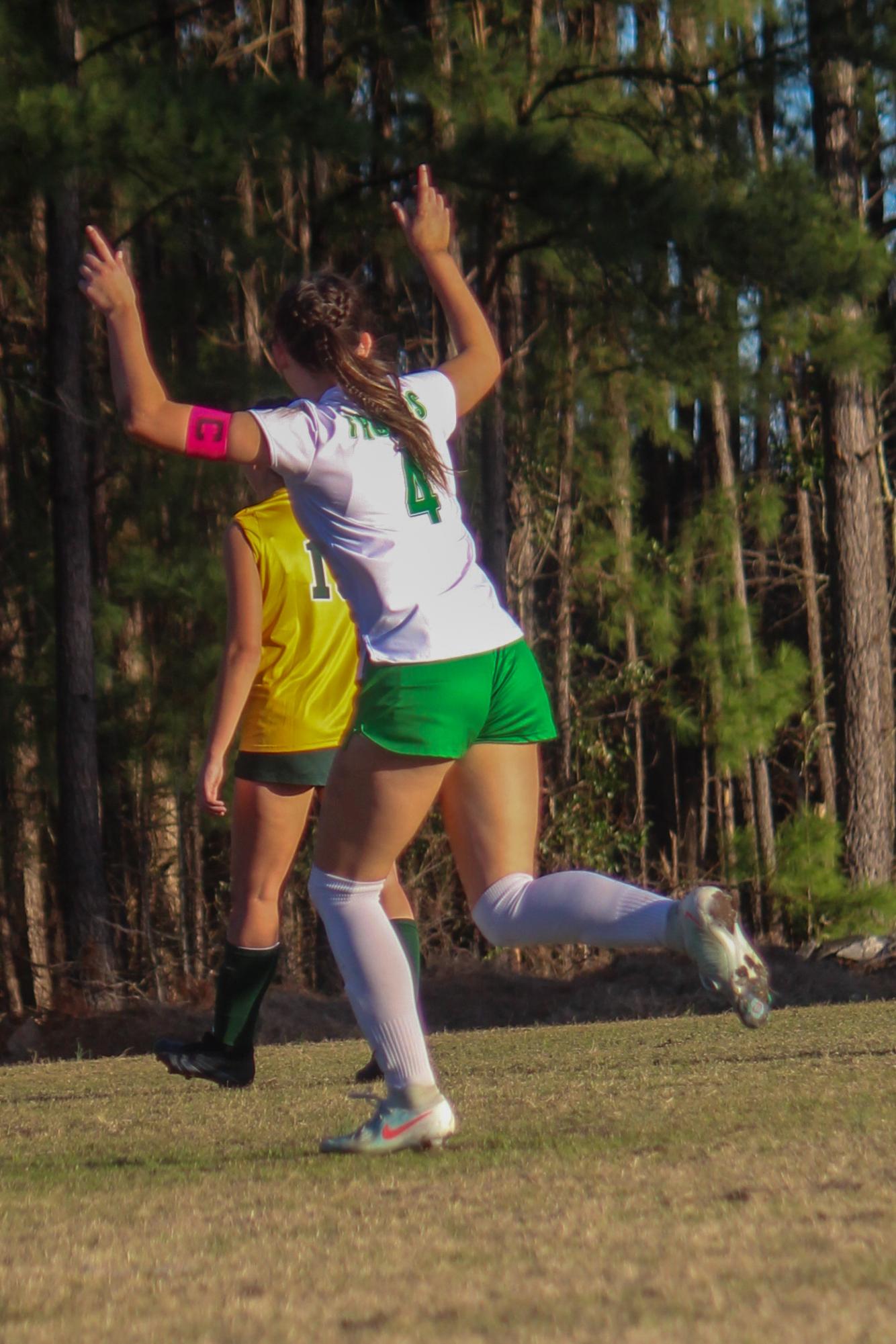 Sadie Jones,  junior celebrating after scoring a goal. 