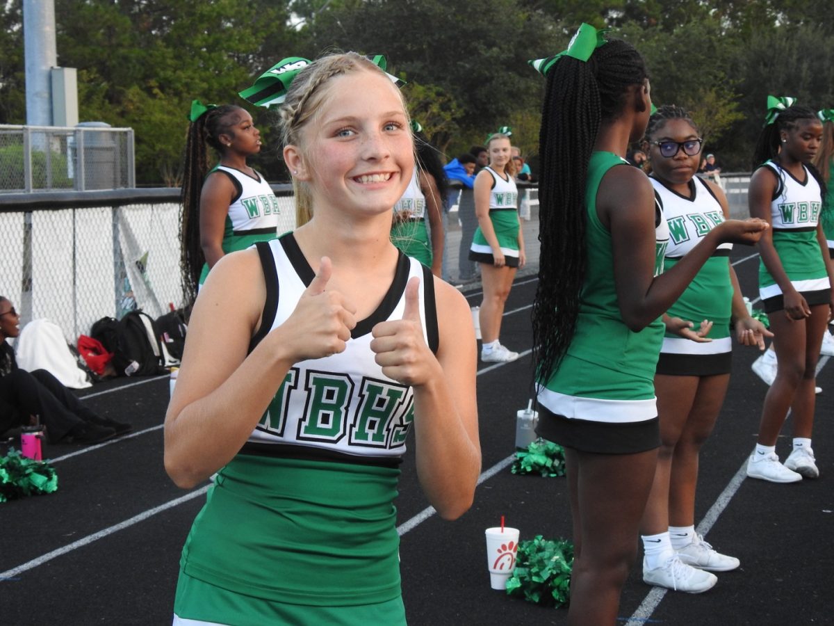 Freshman Ellie Ward giving us a thumbs up after a successful touchdown. 