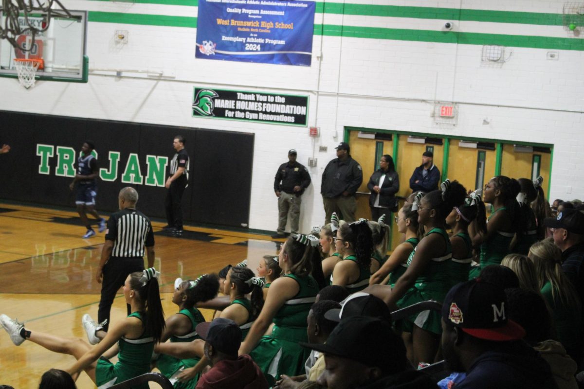 The West Brunswick cheer teams cheers on the players.