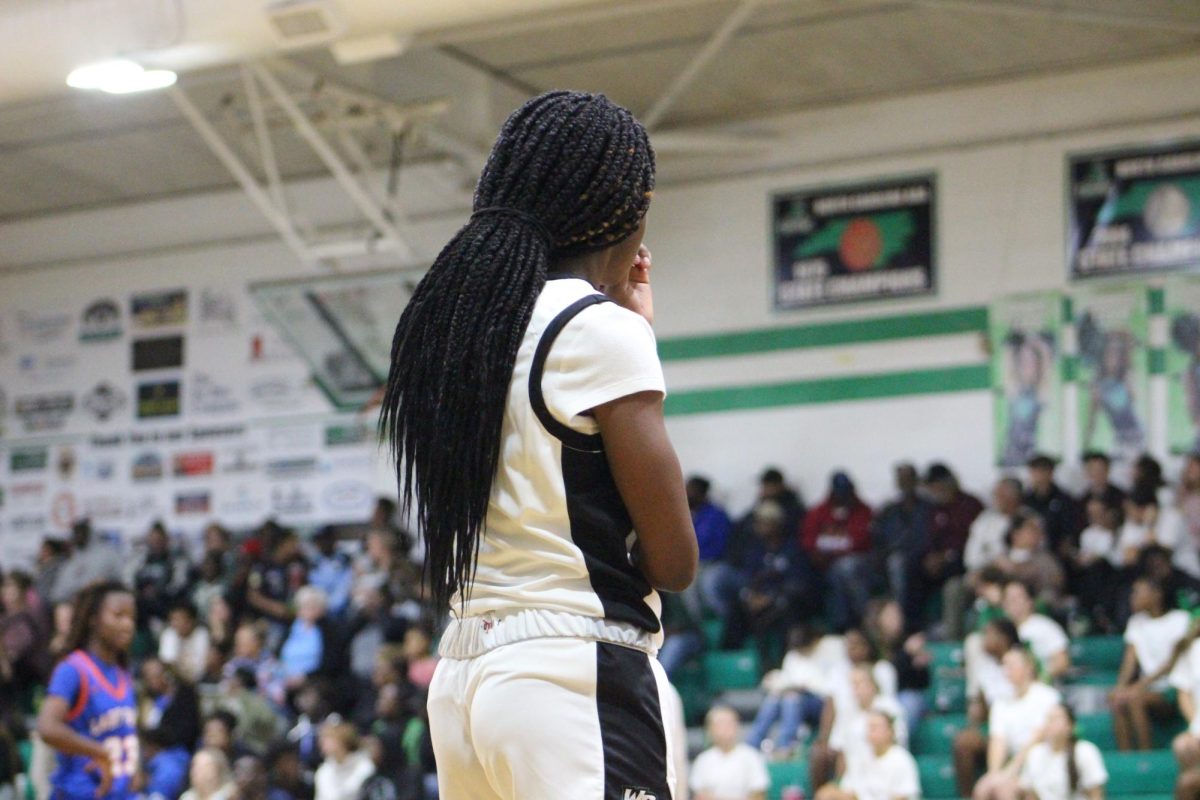 Freshman Keniyah Brown waiting for the referee's call. 
