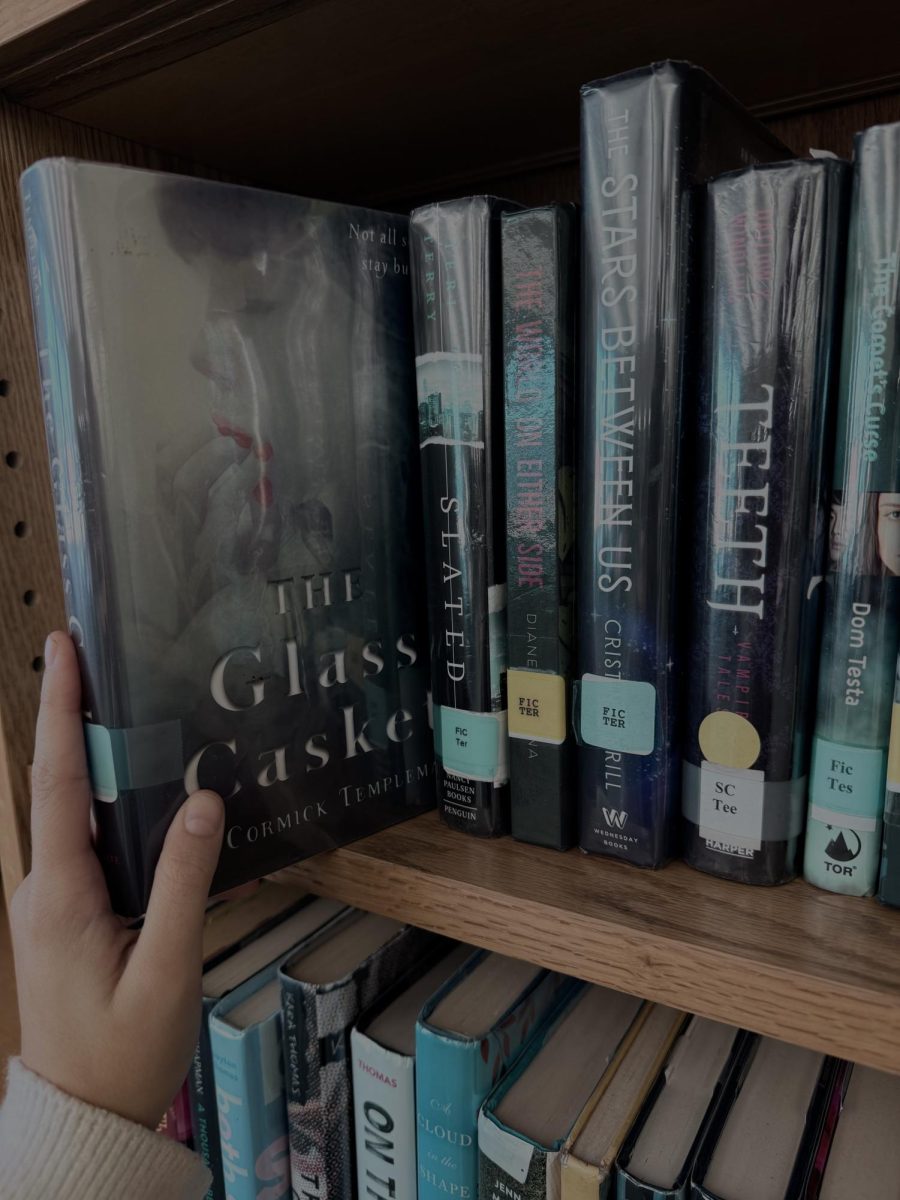 Fiction book in the library about horror. 